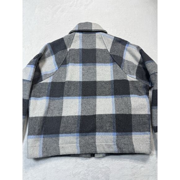 Alpine Design Plaid Wool Blend Zip Jacket Gray Blue Buffalo Check SZ M - Picture 5 of 11
